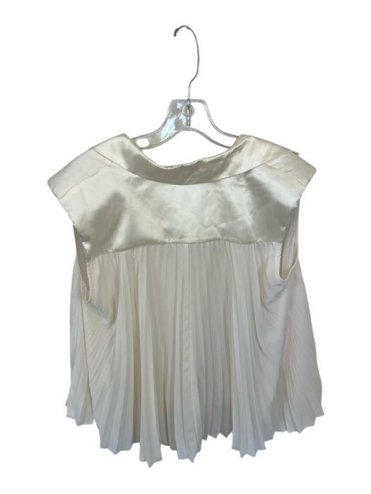 Cinq a Sept Size S Cream Polyester & Silk Shoulder Pads Acordian Pleated Top Cream / S