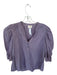 Nation Size M purple & pink Pima Cotton 3/4 Balloon Sleeve Striped Buttons Top purple & pink / M