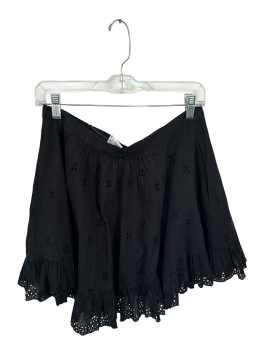 Madewell Size 8 Black Cotton Side Zip Eyelet Detail short Skirt Black / 8