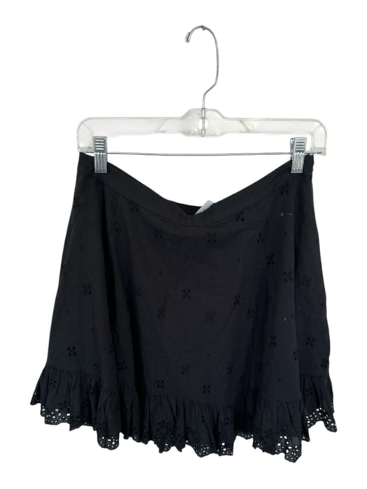 Madewell Size 8 Black Cotton Side Zip Eyelet Detail short Skirt Black / 8