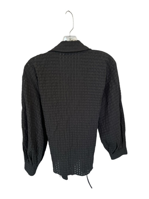 Rails Size M Black Polyester Blend Long Balloon Sleeve Grid Wrap Top Black / M