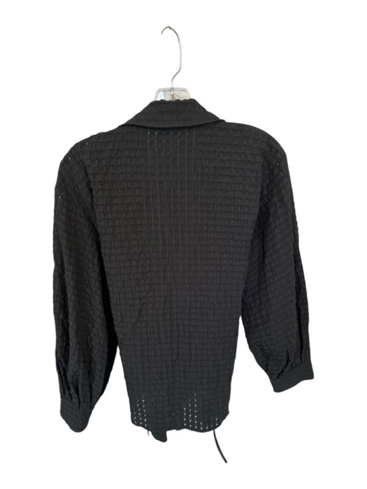 Rails Size M Black Polyester Blend Long Balloon Sleeve Grid Wrap Top Black / M