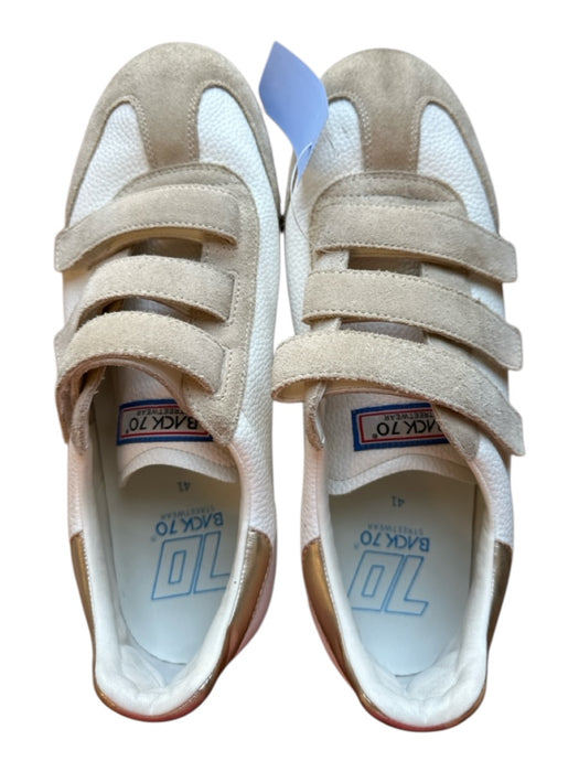 Back 70 Shoe Size 41 Cream & Tan Leather & Suede Velcro Athletic Sneakers Cream & Tan / 41