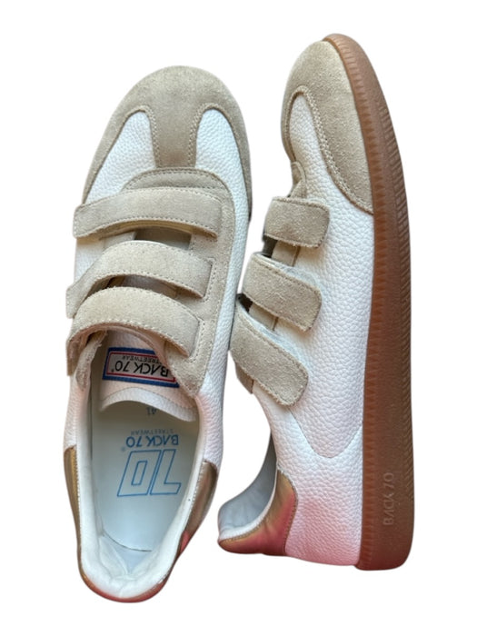 Back 70 Shoe Size 41 Cream & Tan Leather & Suede Velcro Athletic Sneakers Cream & Tan / 41