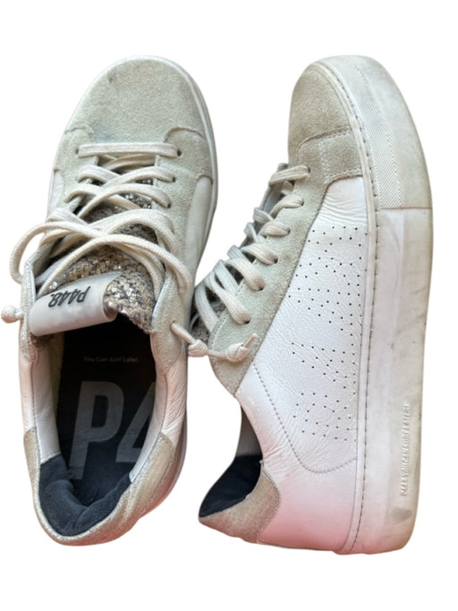 P448 Shoe Size 41 Cream & Taupe Leather Suede Accent Athletic Sneakers Cream & Taupe / 41