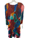 Oliphant Size M Rust & Green Print Long Balloon Sleeve smocked Color Block Dress Rust & Green Print / M