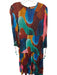 Oliphant Size M Rust & Green Print Long Balloon Sleeve smocked Color Block Dress Rust & Green Print / M