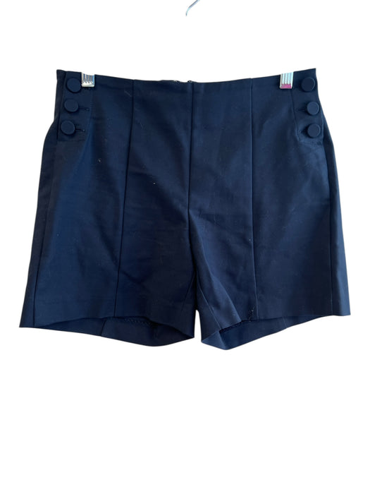 Ecru Size 2 Navy Cotton Blend Side Button Back Zip Seam Detail Shorts Navy / 2