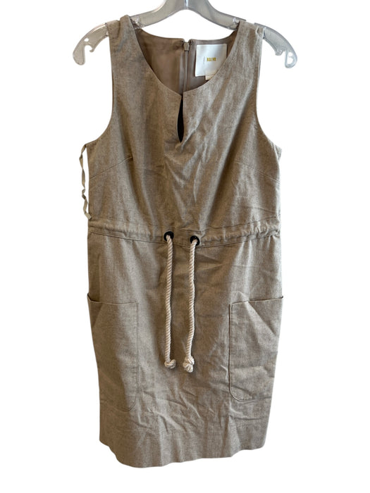 Maeve Size 4 Khaki Linen Blend Sleeveless Back Zip Front Closure Dress Khaki / 4