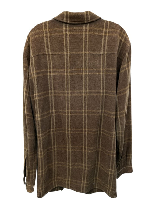 Zegna AS IS Brown Cotton Blend Plaid 2 Button Men's Blazer Brown / L