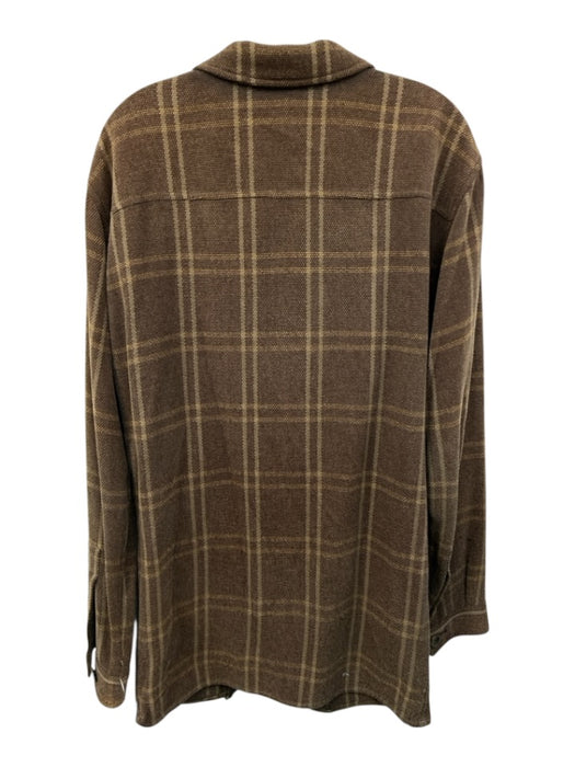 Zegna AS IS Brown Cotton Blend Plaid 2 Button Men's Blazer Brown / L