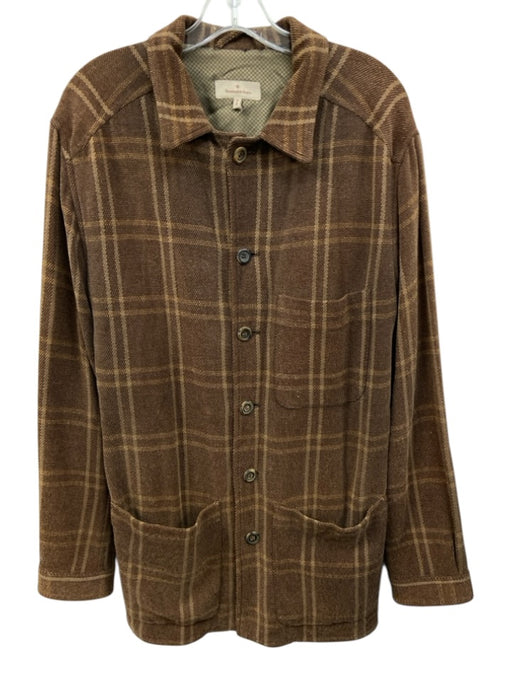 Zegna AS IS Brown Cotton Blend Plaid 2 Button Men's Blazer Brown / L