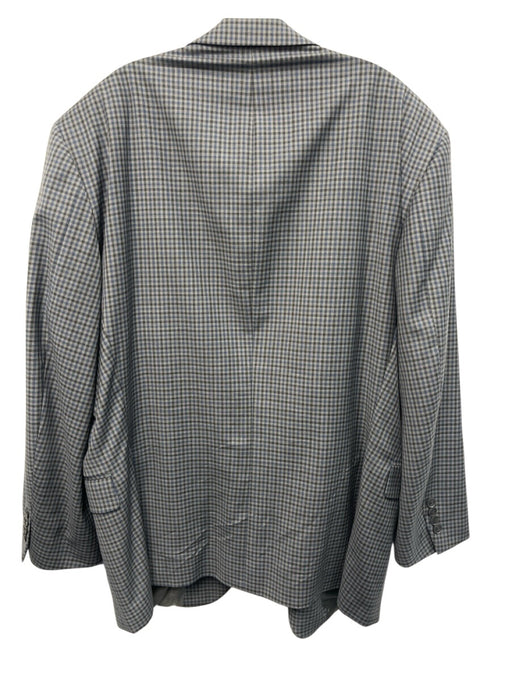 Peter Millar Gray & Blue Wool Plaid 2 Button Men's Blazer Gray & Blue / 50R