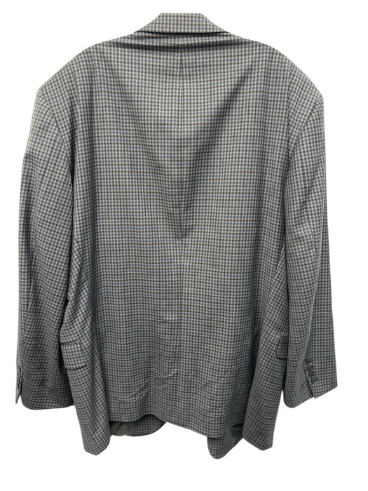 Peter Millar Gray & Blue Wool Plaid 2 Button Men's Blazer Gray & Blue / 50R