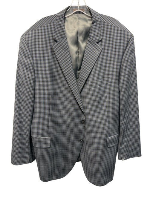 Peter Millar Gray & Blue Wool Plaid 2 Button Men's Blazer Gray & Blue / 50R