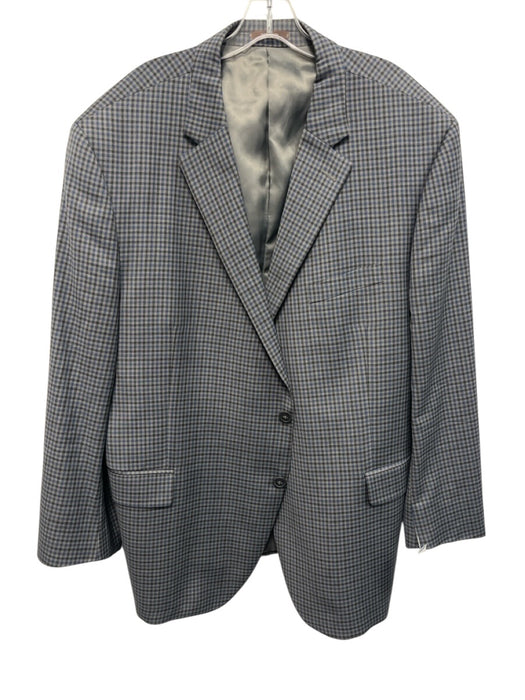 Peter Millar Gray & Blue Wool Plaid 2 Button Men's Blazer Gray & Blue / 50R