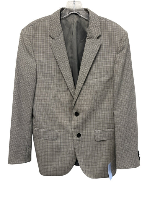 Boss Gray & White Wool Blend Plaid 2 Button Men's Blazer Gray & White / 38R