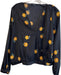 Madewell Size M Black Polyester Bubble Sleeve Dotted & Floral Jacquard Top Black / M