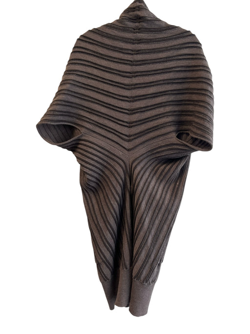 Alice + Olivia Size Est S Taupe 100% Merino Wool Knit Accordion Ribbed Sweater Taupe / Est S