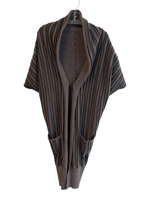 Alice + Olivia Size Est S Taupe 100% Merino Wool Knit Accordion Ribbed Sweater Taupe / Est S