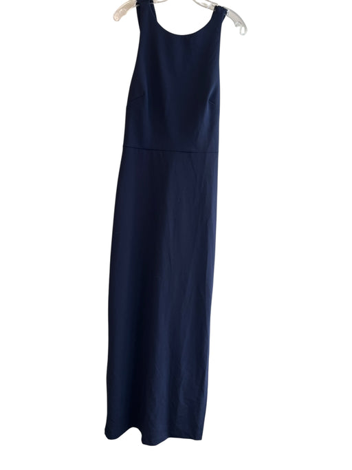 BHLDN Size 10 Navy Polyester & Spandex Side Slit Solid Halter Neck Dress Navy / 10