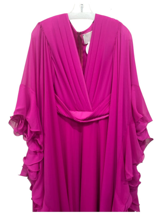 Le Fafo Size 40 Sable Polyester Chiffon Pleated Waist Long Flare Sleeve Gown Sable / 40