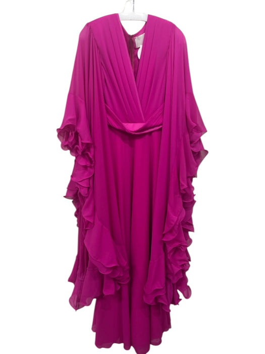 Le Fafo Size 40 Sable Polyester Chiffon Pleated Waist Long Flare Sleeve Gown Sable / 40