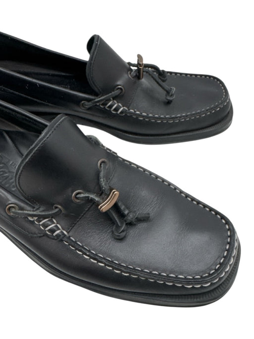 Ferragamo Shoe Size 12 Black Leather Solid Slip On Men's Shoes Black / 12