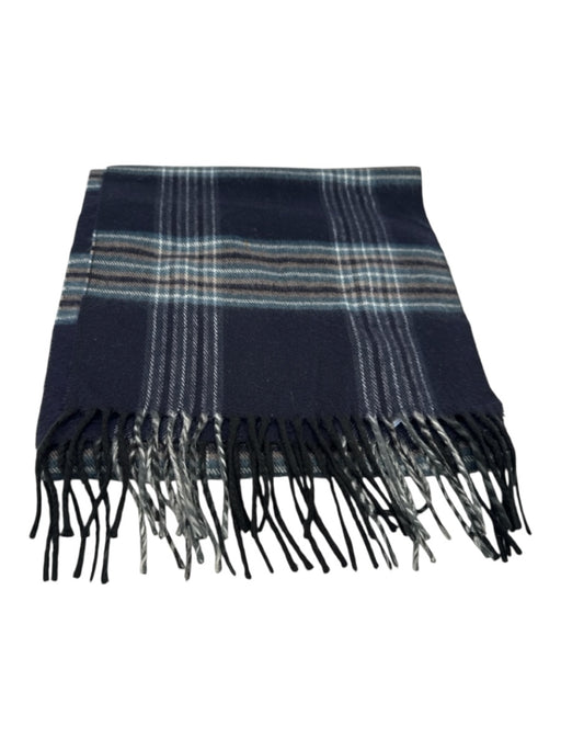 Christian Dior Navy Blue Acrylic Plaid Fringe Rectangle Vintage scarf Navy Blue