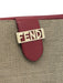 Fendi Beige & Red Canvas & Leather Snap Button Closure Logo Monogram Wallets Beige & Red