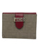 Fendi Beige & Red Canvas & Leather Snap Button Closure Logo Monogram Wallets Beige & Red
