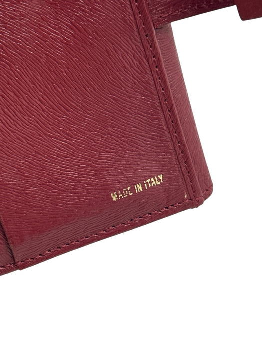 Fendi Beige & Red Canvas & Leather Snap Button Closure Logo Monogram Wallets Beige & Red