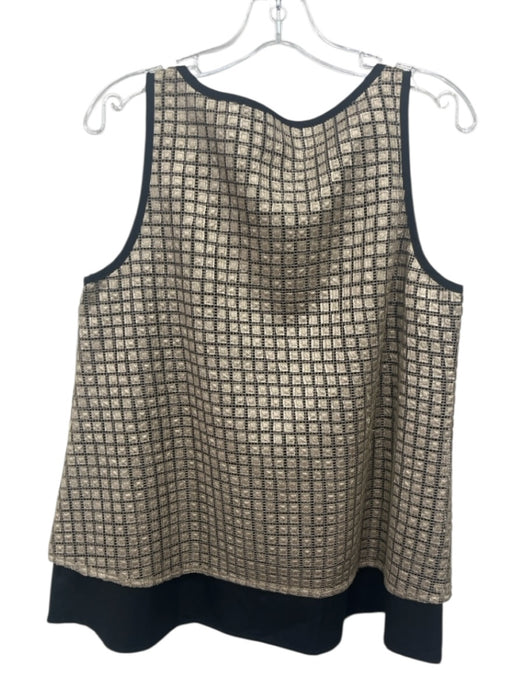 Ann Mashburn Size M Black & Gold Polyester Metallic Geometric Sleeveless Top Black & Gold / M