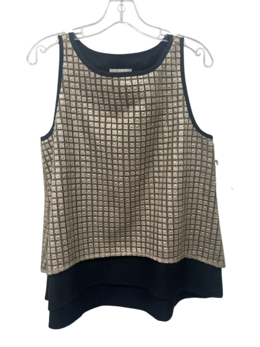 Ann Mashburn Size M Black & Gold Polyester Metallic Geometric Sleeveless Top Black & Gold / M