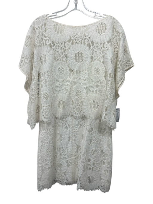 Trina Turk Size 8 White Cotton Blend Lace Overlay Floral Shawl Mini Dress Set White / 8