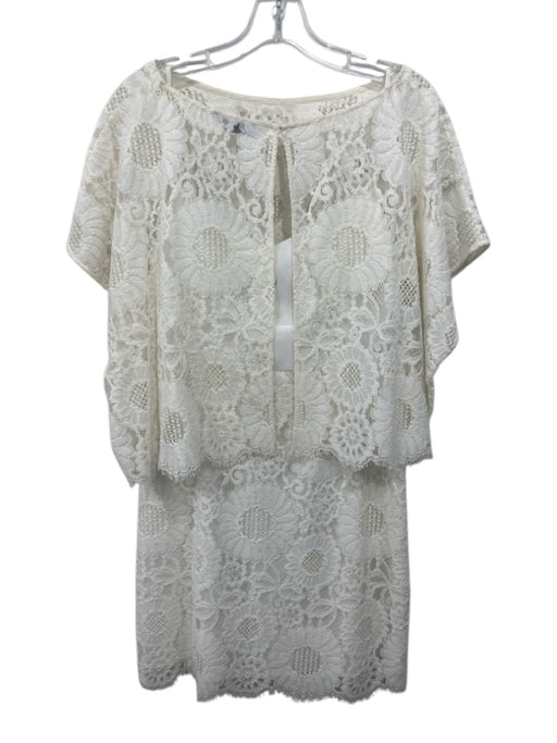 Trina Turk Size 8 White Cotton Blend Lace Overlay Floral Shawl Mini Dress Set White / 8
