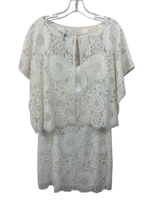 Trina Turk Size 8 White Cotton Blend Lace Overlay Floral Shawl Mini Dress Set White / 8