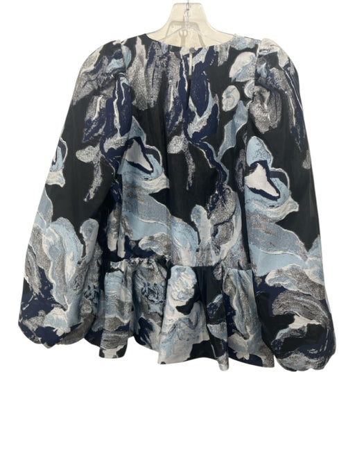 Stine Goya Size M Black & Blue Polyester Blend Metallic Thread Jacquard Top Black & Blue / M