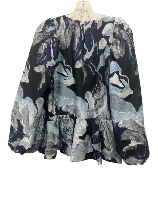 Stine Goya Size M Black & Blue Polyester Blend Metallic Thread Jacquard Top Black & Blue / M