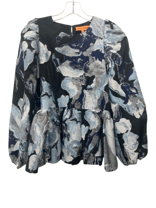 Stine Goya Size M Black & Blue Polyester Blend Metallic Thread Jacquard Top Black & Blue / M