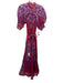 Zimmermann Size 2 Red & Purple Ramie Floral Short Puff Sleeve 1/4 Button Dress Red & Purple / 2