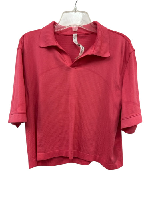 Lululemon Size 8 Red Nylon Blend Mesh Boxy Short Sleeve Polo Top Red / 8