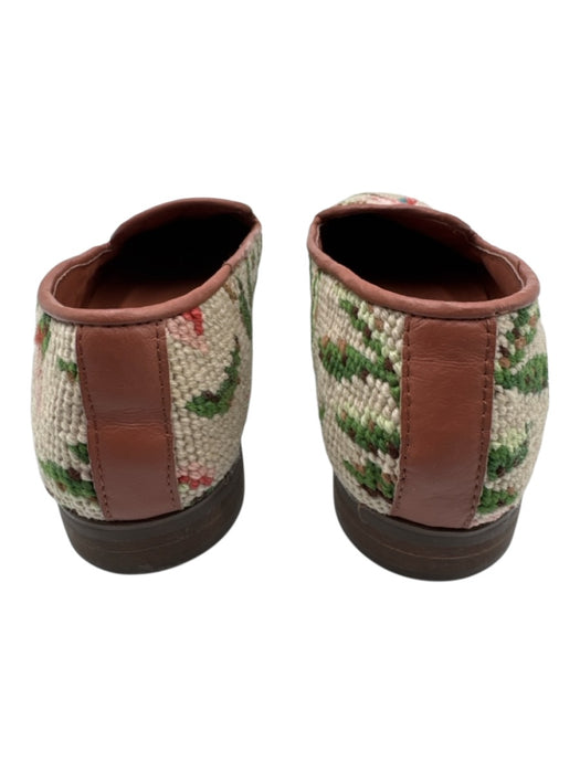 By Paige Shoe Size 6 Beige, Green, Pink Textile Needlepoint Floral Loafer Flats Beige, Green, Pink / 6