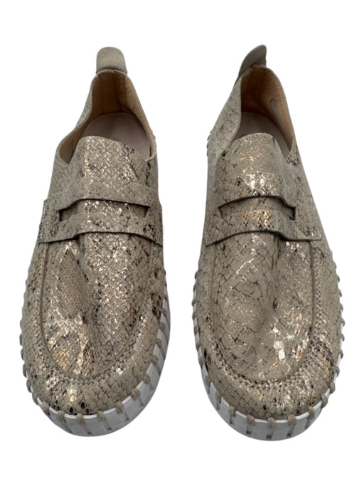 Ilse Jacobsen Shoe Size 38 Gray, Brown, White Leather & Textile Snake Loafers Gray, Brown, White / 38