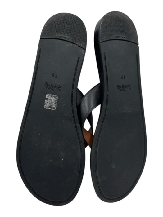 Coach Shoe Size 7.5 Black Leather Heart Charm Thong Sandals Black / 7.5