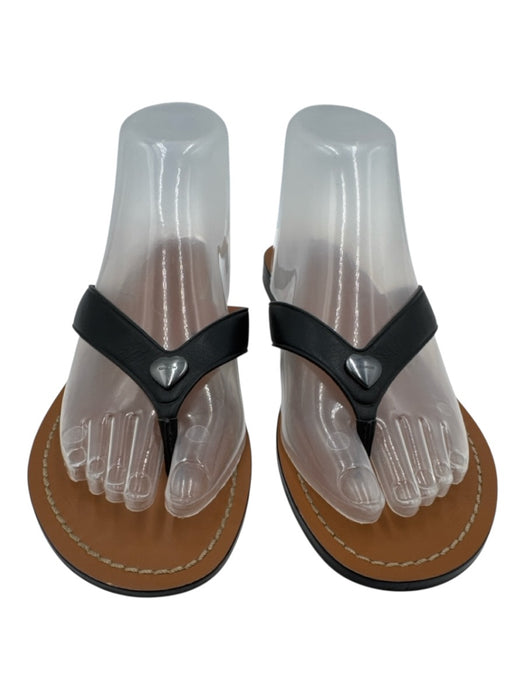 Coach Shoe Size 7.5 Black Leather Heart Charm Thong Sandals Black / 7.5