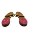 Jack Rogers Shoe Size 7 Pink, Green, Brown Leather Whipstitch Thong Sandals Pink, Green, Brown / 7