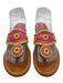 Jack Rogers Shoe Size 7 Pink, Green, Brown Leather Whipstitch Thong Sandals Pink, Green, Brown / 7