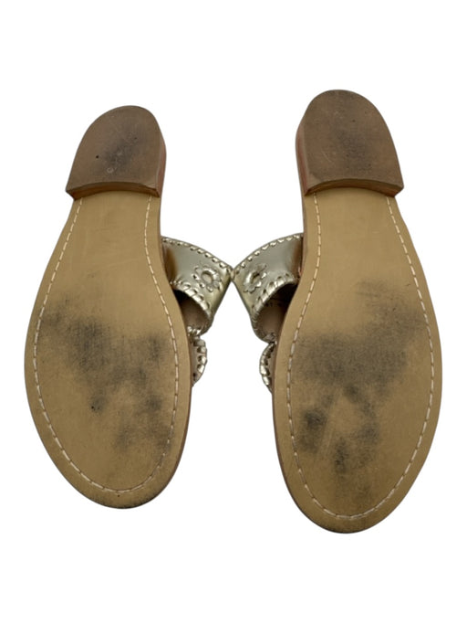 Jack Rogers Shoe Size 9 Pale Gold Leather Whipstitch Thong Sandals Pale Gold / 9