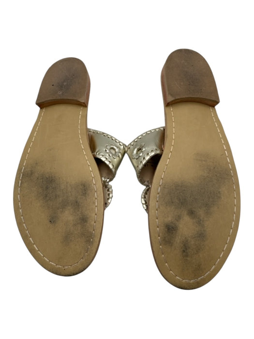 Jack Rogers Shoe Size 9 Pale Gold Leather Whipstitch Thong Sandals Pale Gold / 9